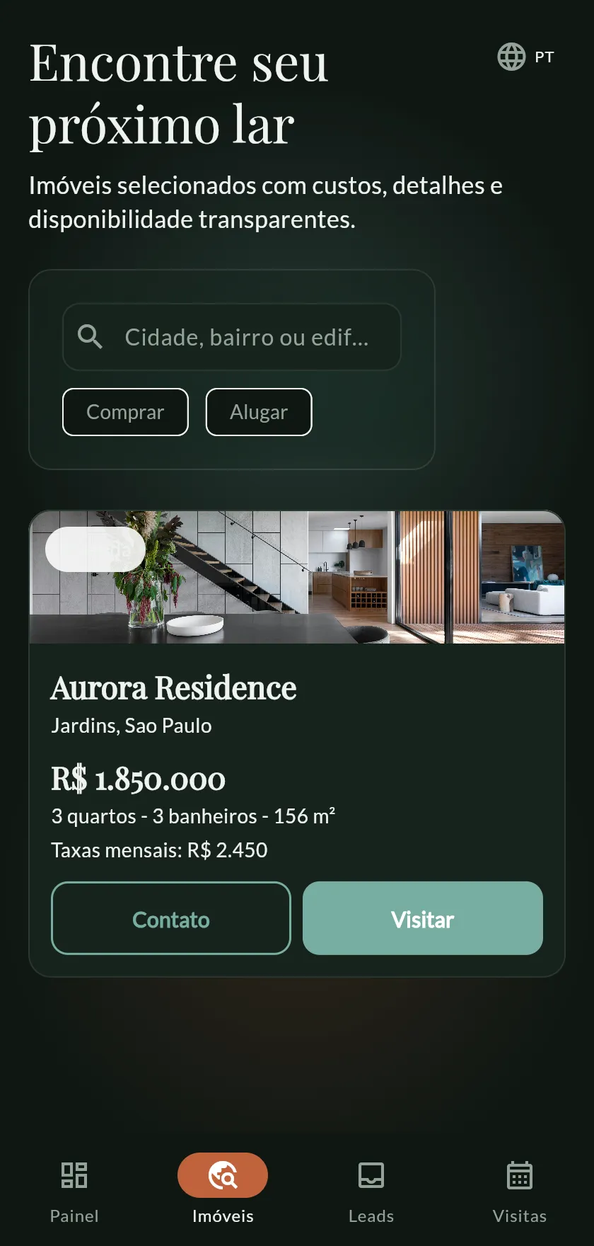 O mesmo marketplace no aplicativo
